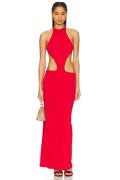 Cut-out Jersey Dress in Red