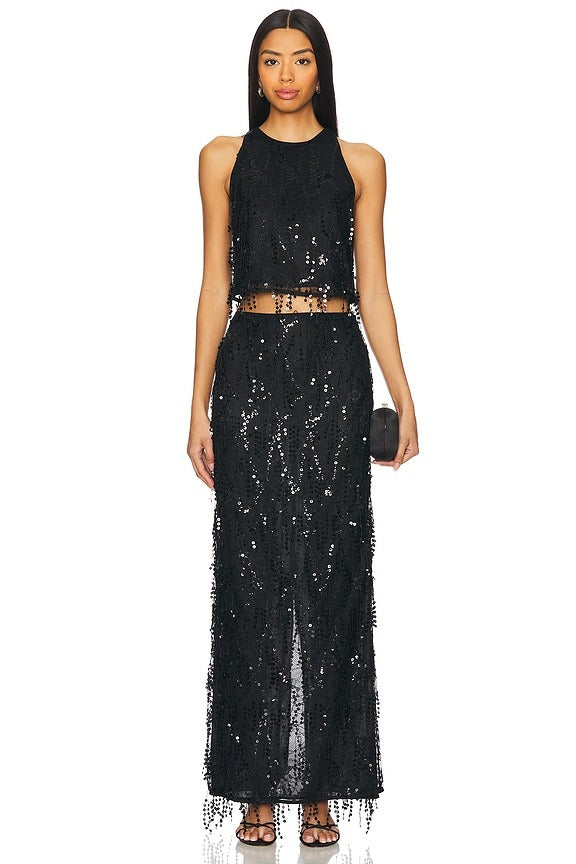x REVOLVE Padma Maxi Skirt in Black