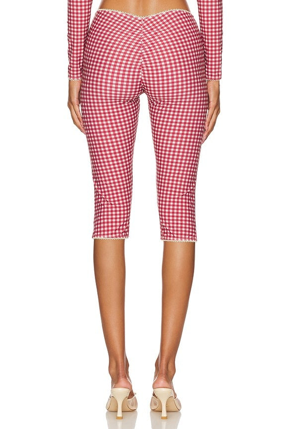 Beach Capri Trousers in Red Gingham