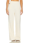 Wide Leg Womens Pocket Sweatpants in Vintage White