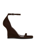Fermi Wedge Sandal in Brown Suede