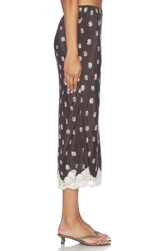 Alexi Skirt in Brown Rose Print