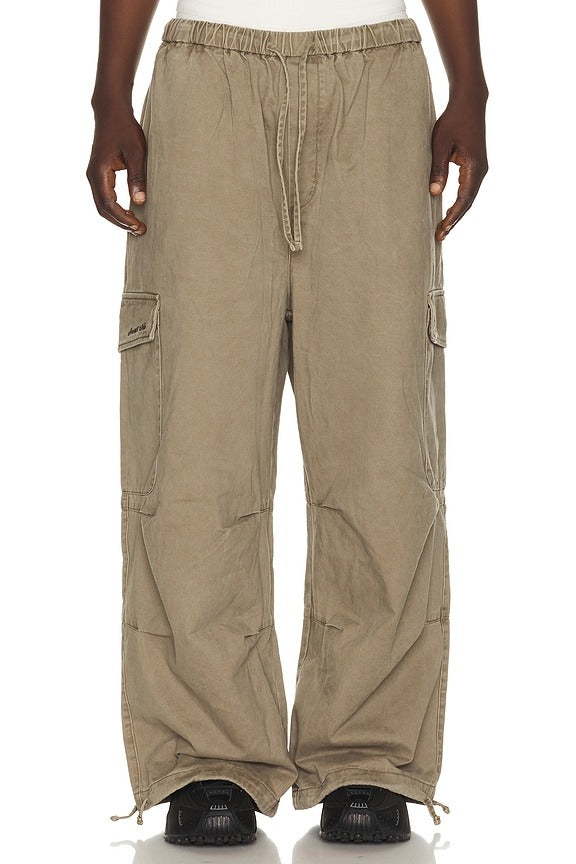 Smiley Logo Parachute Pants in Taupe