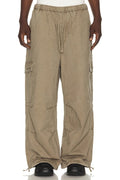 Smiley Logo Parachute Pants in Taupe