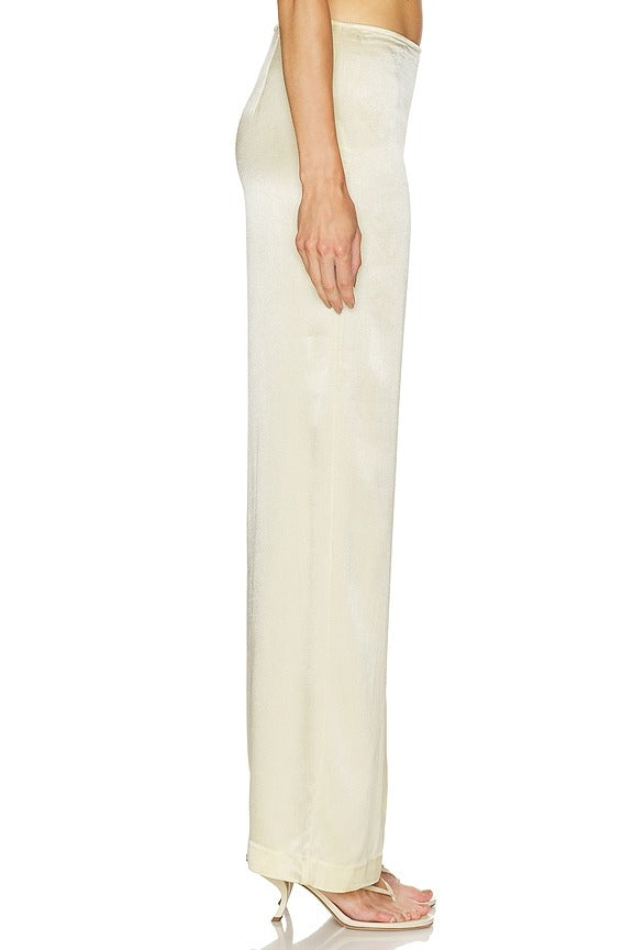 Devin Mid Rise Satin Pant in Buttercup
