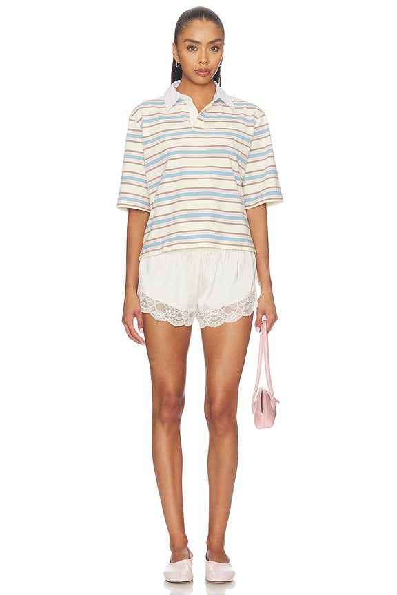 Frankie Top in Ivory Light Blue Pink