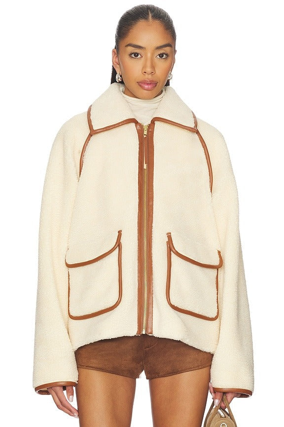 Hailey Jacket in Cream & Tan
