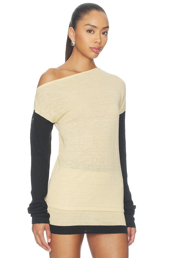 Mirae Top in Black & Buttercream