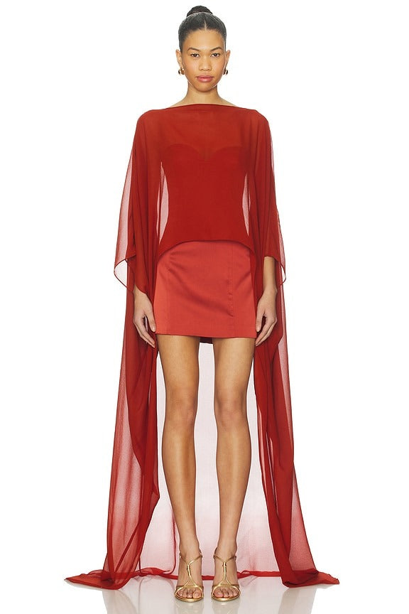 Carina Mini Dress in Rust