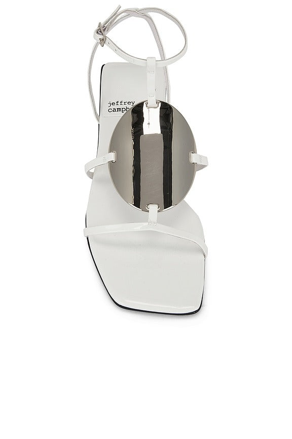 Calanthe Sandals in White Patent Silver