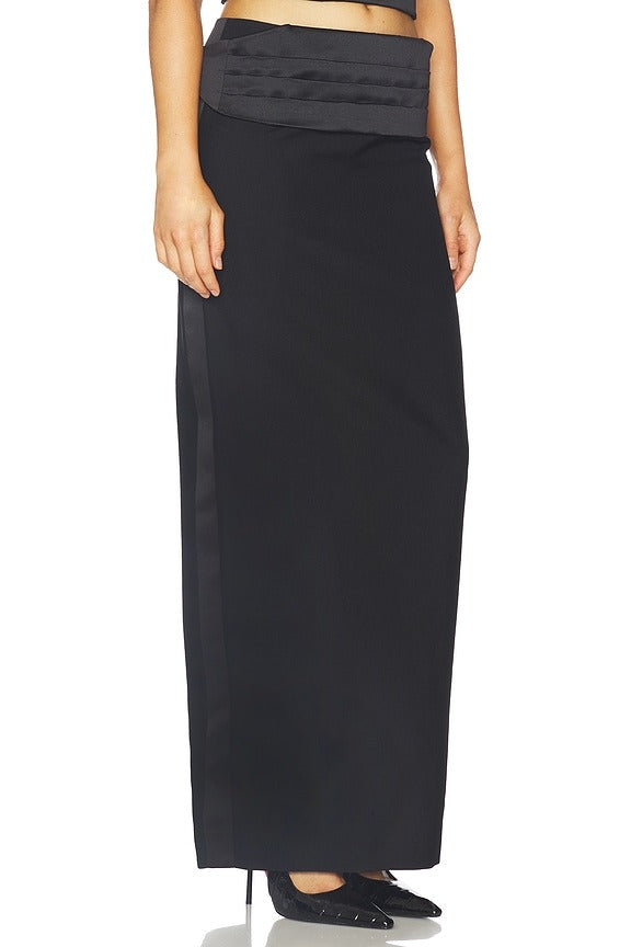Tuxedo Column Skirt in Black