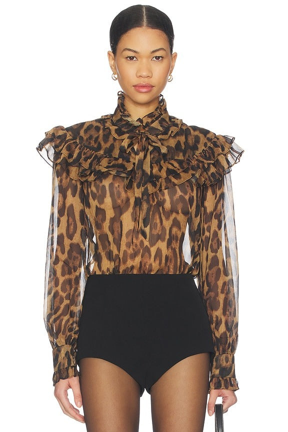 Fiorella Leopard Blouse in Leopard