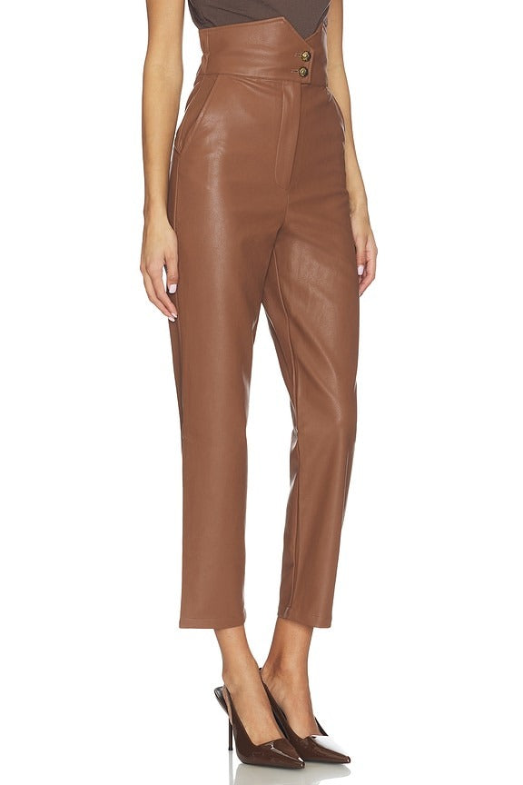 Aster Faux Leather Pant in Chestnut