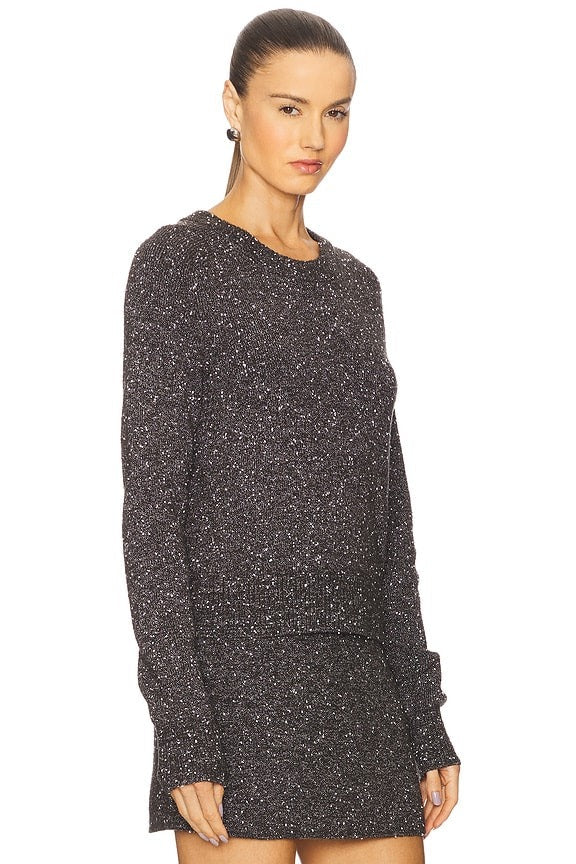Zoe Sweater in Charcoal & Dark Brown