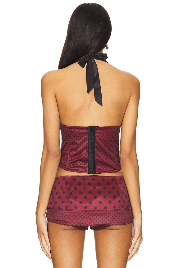 Girlfriend Sailor Collar Corset in Polka Dot