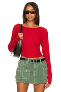 Cropped Long Sleeve Top in Pepper
