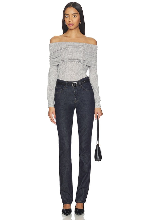 Off The Shoulder Date Top in Heather Grey