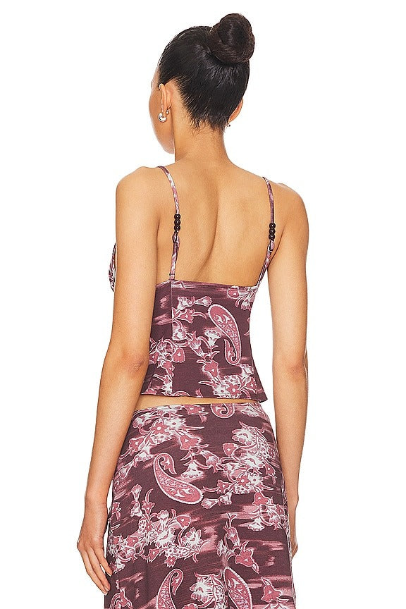 Ellie Top in Medan Paisley Burgundy