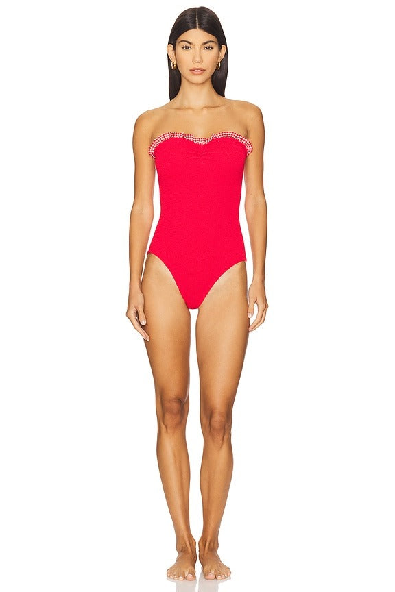 Dolly One Piece Swimsuit in Red & Red Gingham