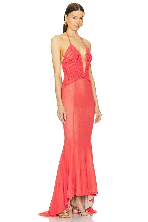 x REVOLVE Sunset Gown in Coral
