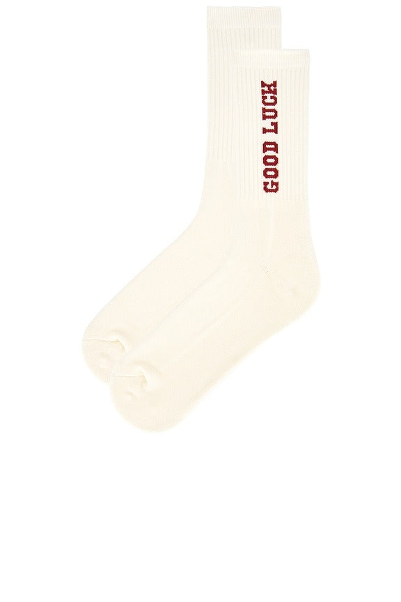 Good Luck Sock in White