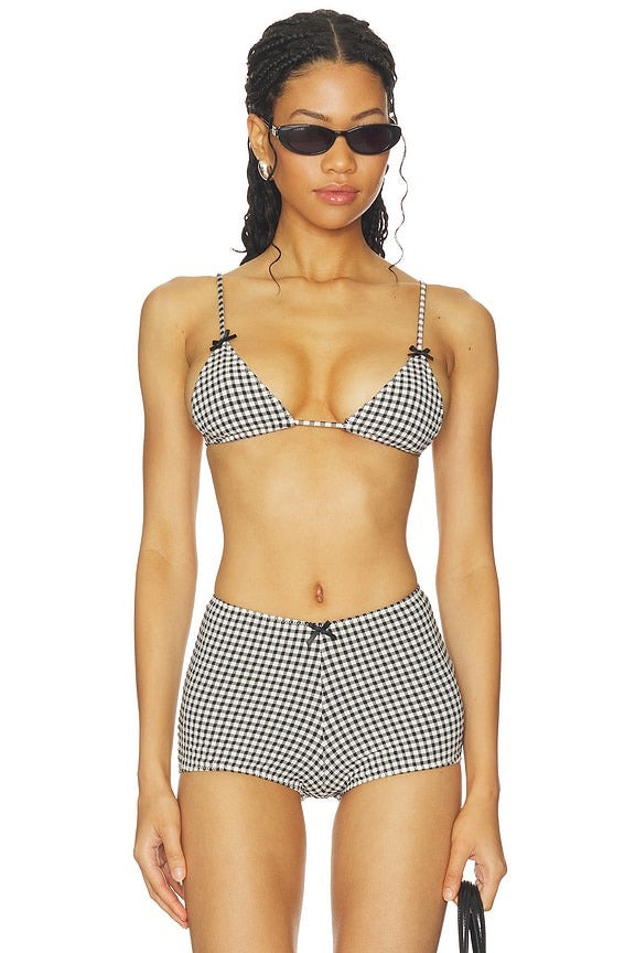 Lilah Top in Black & White Gingham