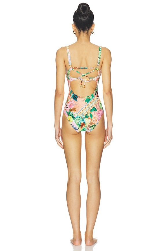 Square Neck One Piece in Multicolor