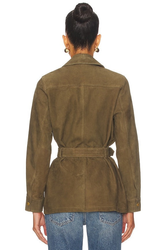 Ishani Belted Jacket in Olive