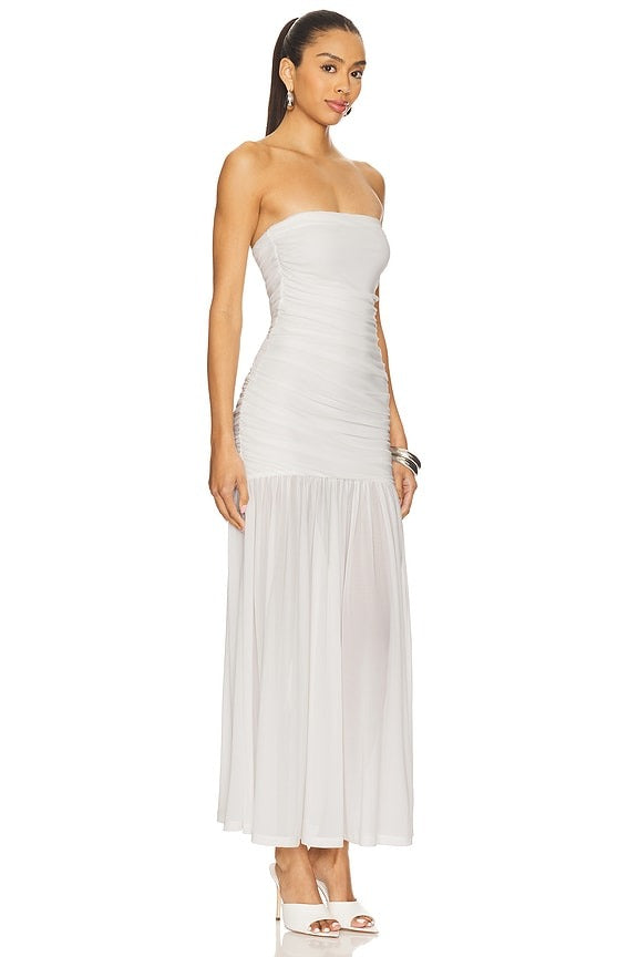 Solana Mesh Maxi Dress in Orchid White