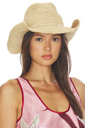 Raffia Cowboy Hat in Neutral & Neutral Bead