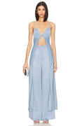 Kassiani Tie Front Top in Dusty Blue