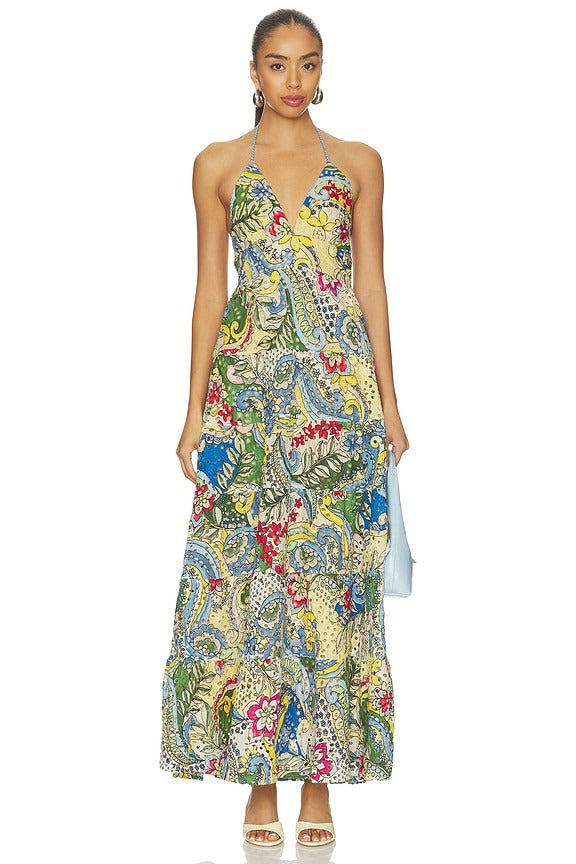 Adalyn Halter Maxi Dress in Heat Wave