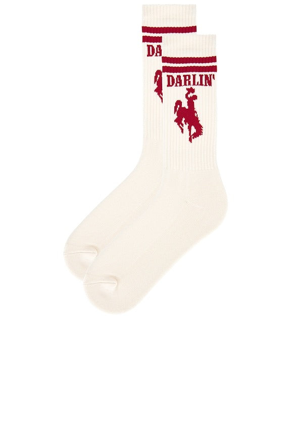 Roundup Sock in Ivory & Red