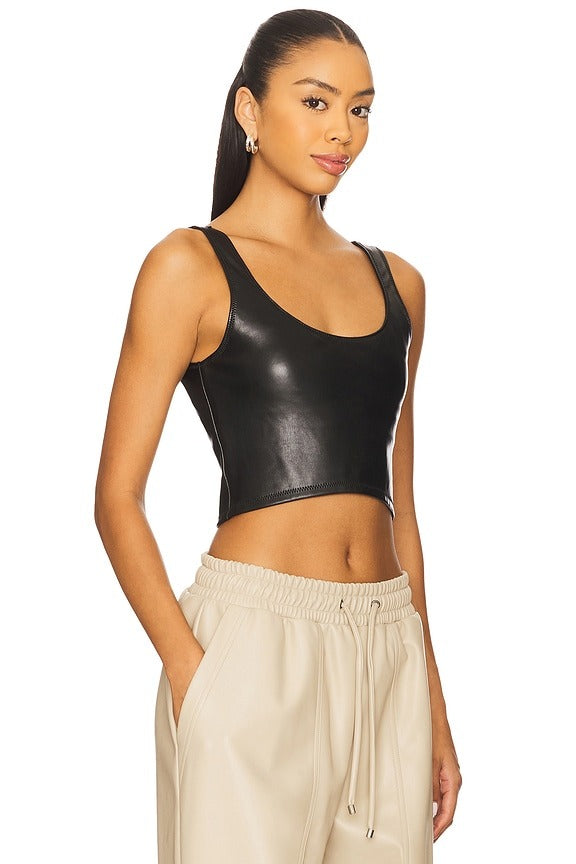 Leather Tank Top in Black