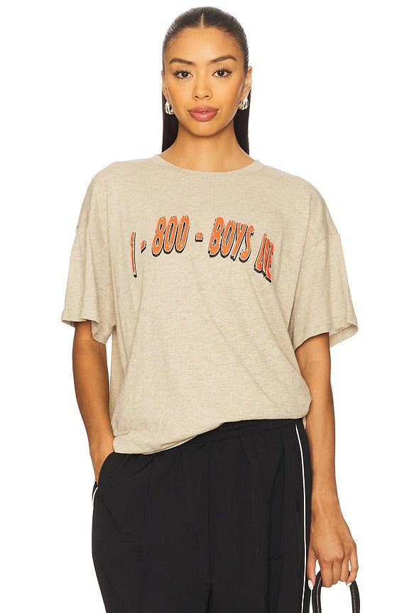1-800-manhunt Heather Bf Tshirt in Tan