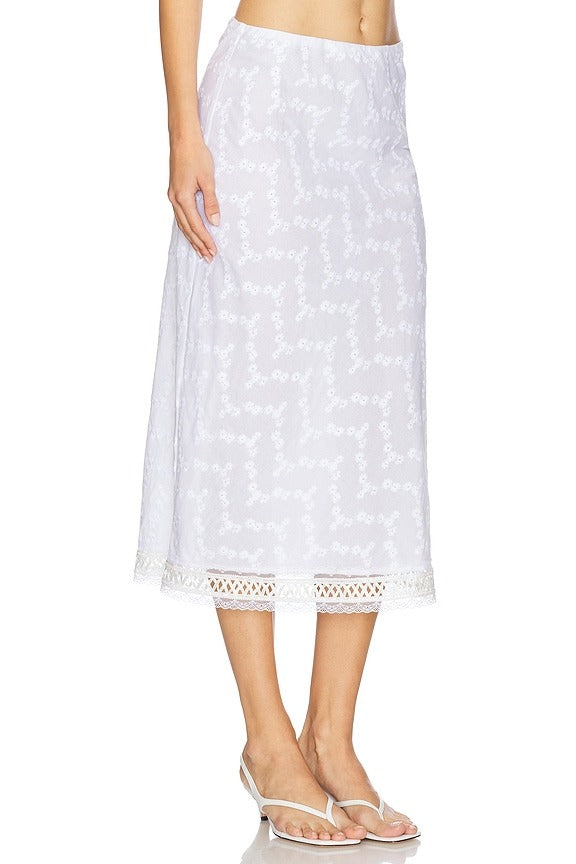 The Roxy Skirt in Eyelet Ivory