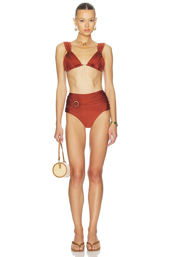 Ari Highwaist Bikini Bottom in Russet