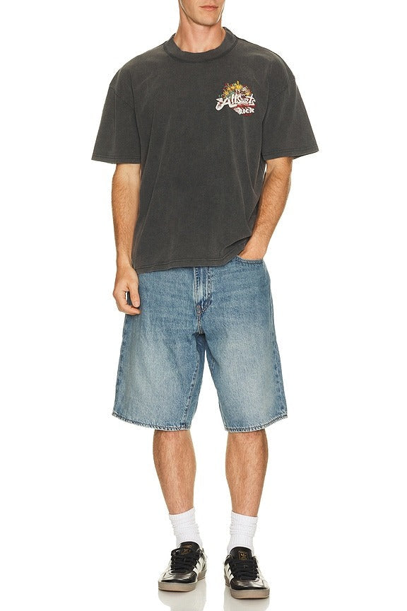Roque Crew Neck Tee in Washed Black