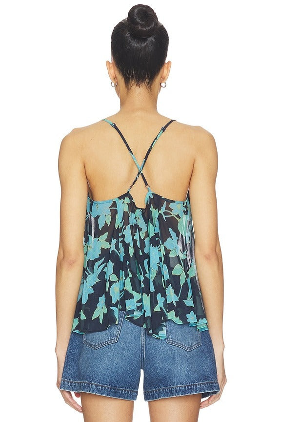Margaux Printed Tank in Capri Blue Combo