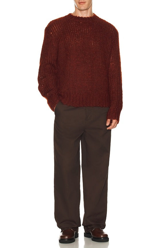 Myles Crew Neck Sweater in Rust Red