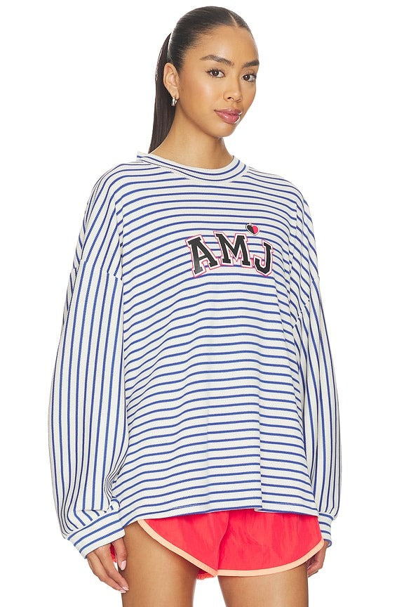 Amj Waffle Long Sleeve Tee in Dark Navy