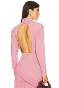 Sarah Open Back Bodysuit in Dusty Rose