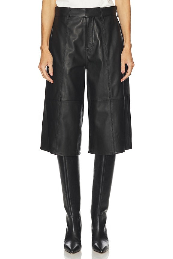 Foster Leather Culotte in Black