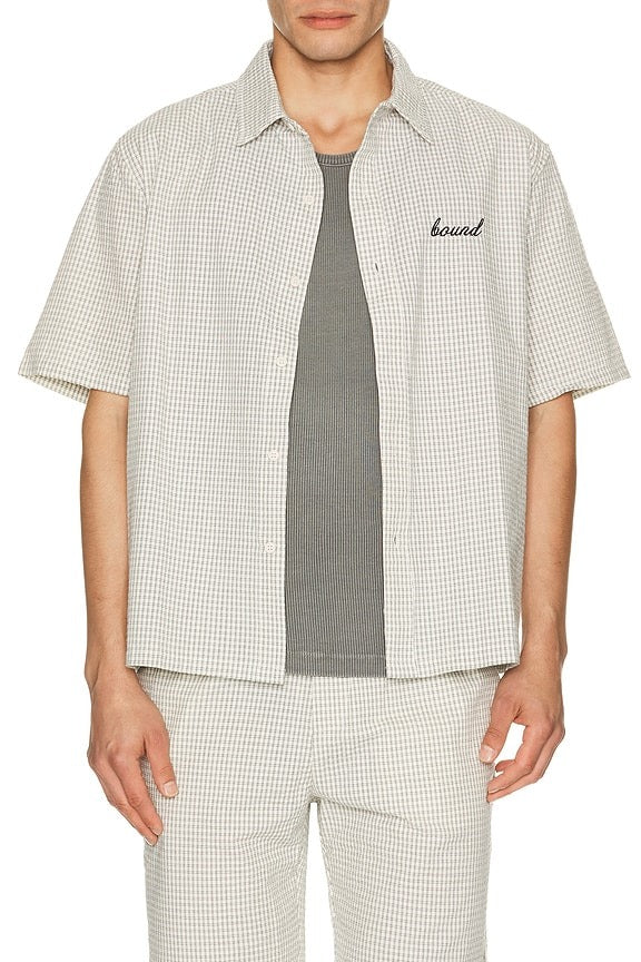 Gingham Cropped Shirt in Ecru