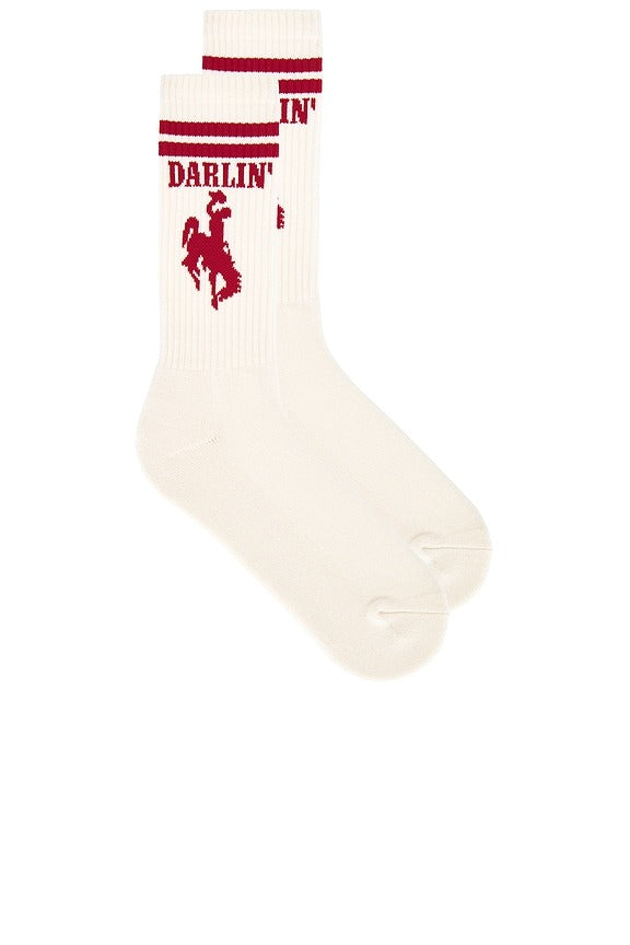 Roundup Sock in Ivory & Red