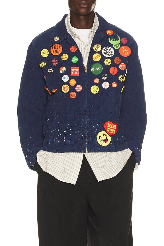 Button Ban Jacket in Royal Fade