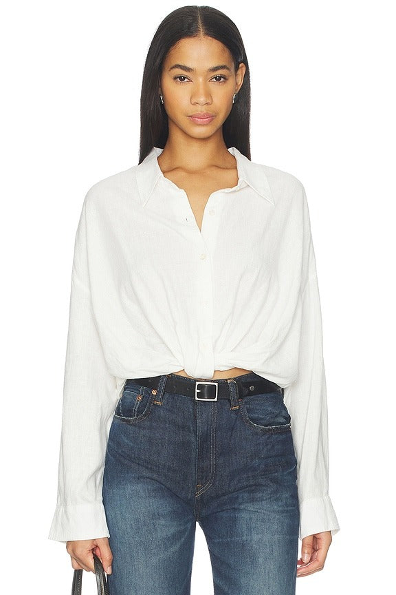 Twisted Front Shirt in White