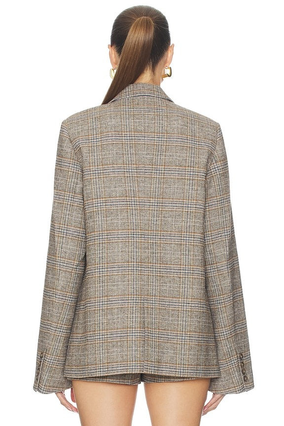 Oversized Tartan Blazer in Green Multi