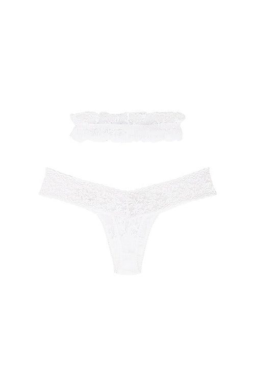 "I Do" Box Set Low Rise Thong And Garter in White