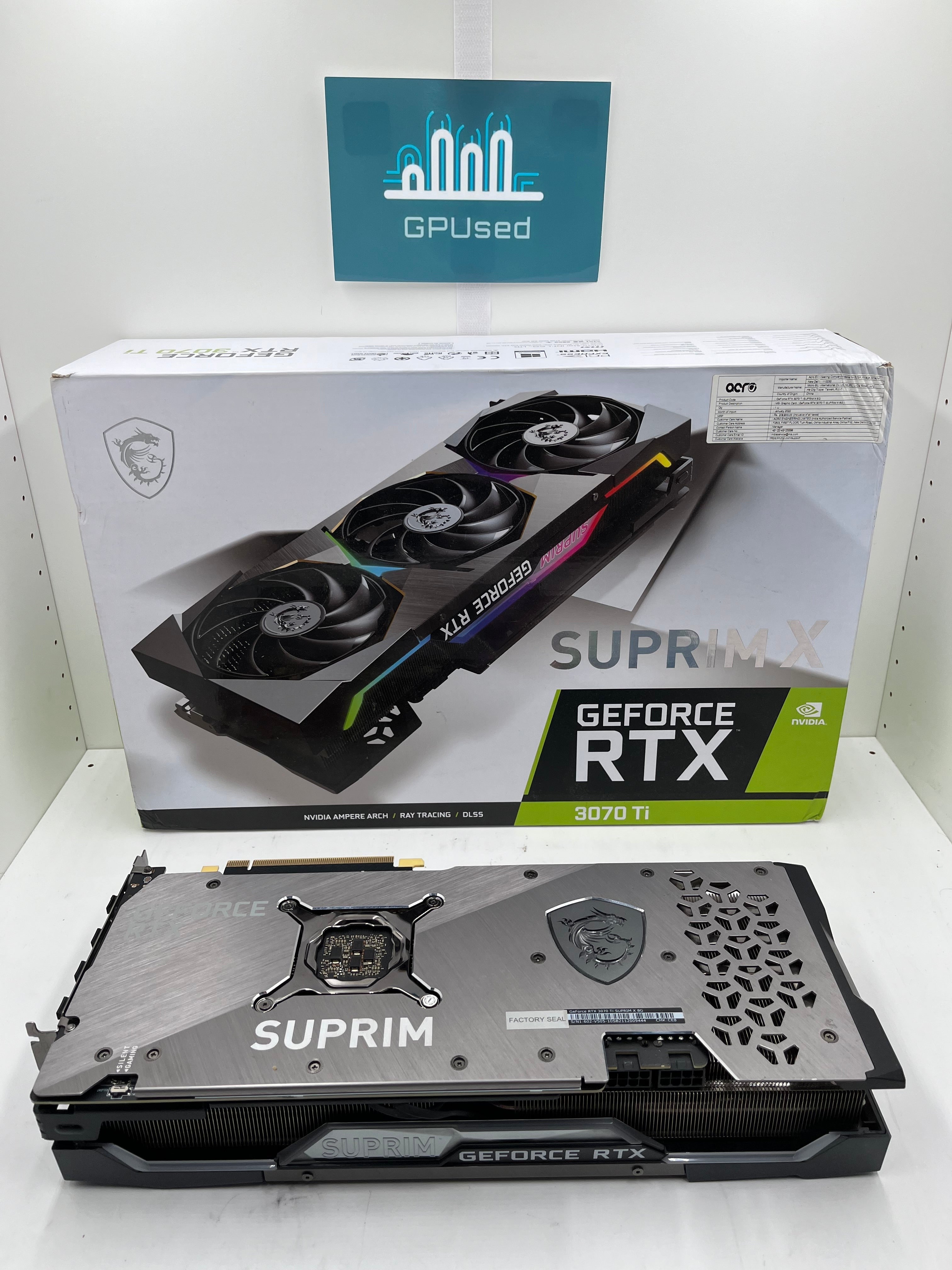 MSI Nvidia GeForce RTX 3070 Ti Suprim X 8GB GDDR6X - A - 10% Off (Was $299.99) - Premium Edition